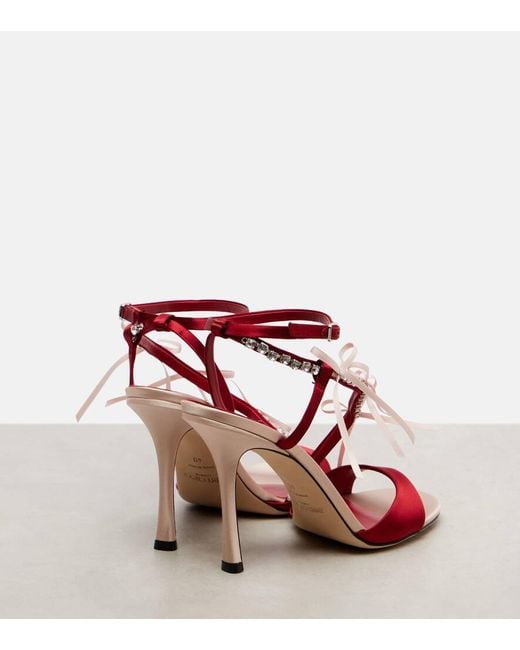 Sandales Lula 100 En Satin A Cristaux Jimmy Choo en coloris Red