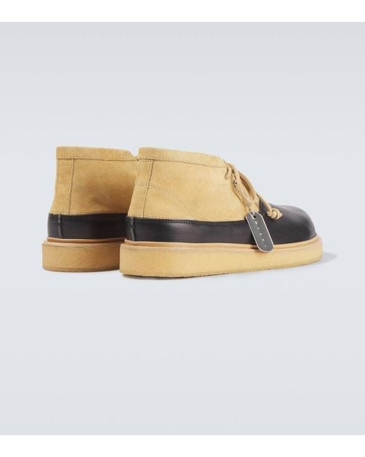 Marni Natural Leather And Suede Desert Boots for men