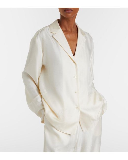 Totême Natural Monogram Silk Satin Pajama Shirt