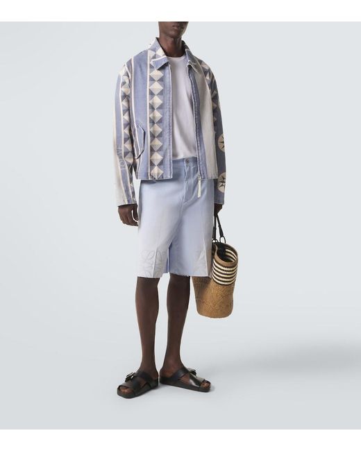 Loewe Blue Paula's Ibiza Anagram Cotton Twill Bermuda Shorts for men