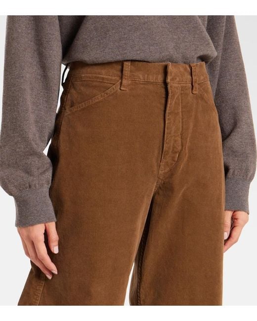 Nili Lotan Brown Tribeca Cotton-Blend Corduroy Barrel-Leg Pants