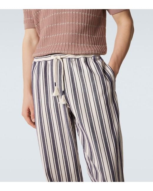 Orlebar Brown White Sonoran Striped Cotton Straight Pants for men