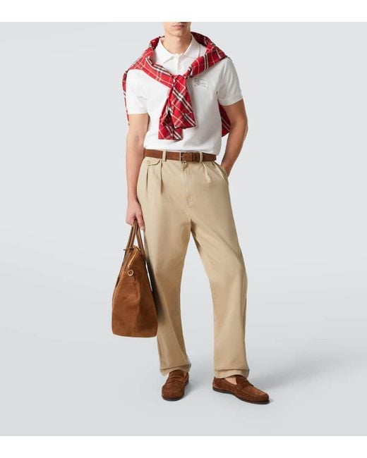 Burberry White Ekd Cotton Polo Shirt for men