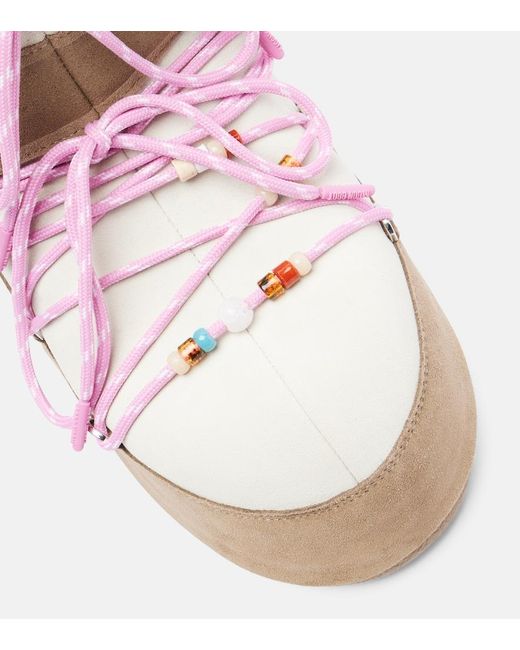 Moon Boot Pink Snow Boots 'X Gir Icon Low Suede Beads'