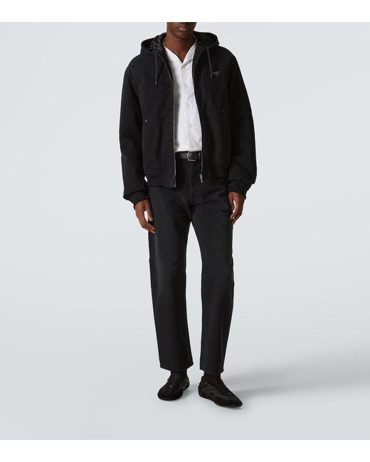 Chaqueta Con Capucha De Algodon Prada de hombre de color Black
