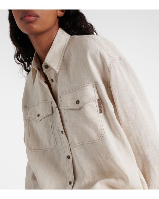 Brunello Cucinelli Natural Oversized Linen Shirt