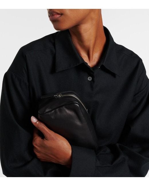 The Row Black Astra Leather Pouch