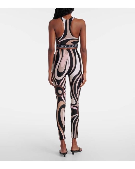 Emilio Pucci Black Printed Sports Bra