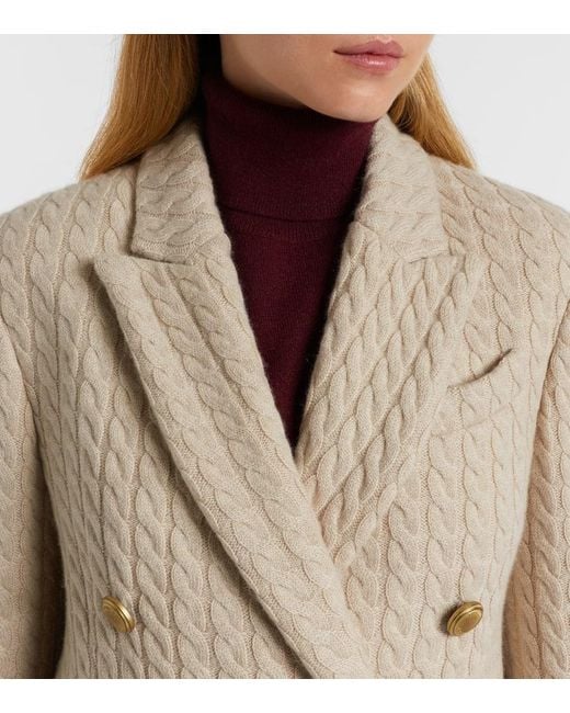 Brunello Cucinelli Natural Monili Cable-Knit Cashmere Blazer