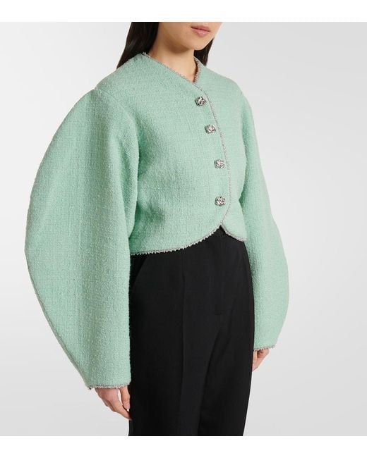 ROTATE BIRGER CHRISTENSEN Green Wool-Blend Boucle Jacket