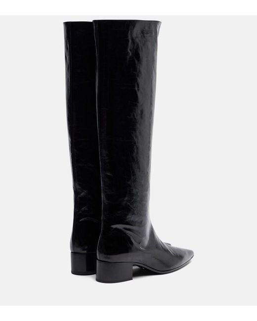 Khaite Black Andee 40 Leather Knee-High Boots