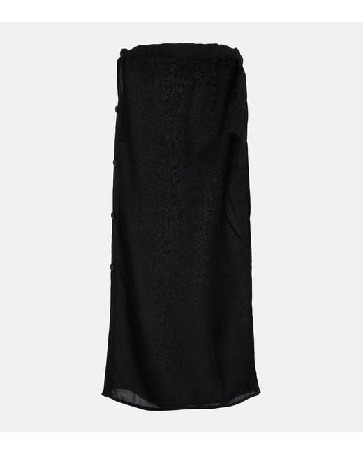 Totême Black Satin Maxi Skirt