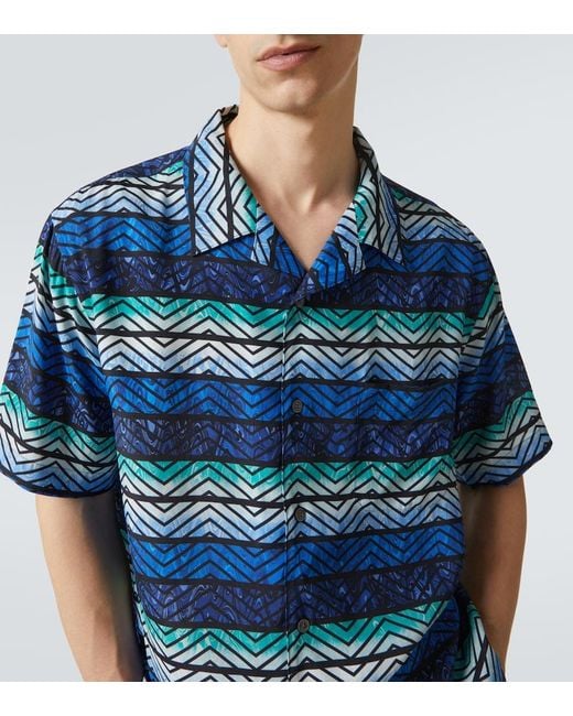 Missoni Blue Zigzag Bowling Shirt for men