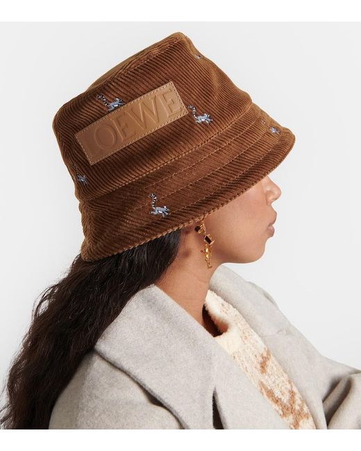 X Suna Fujita sombrero de pescador de pana Loewe de color Brown