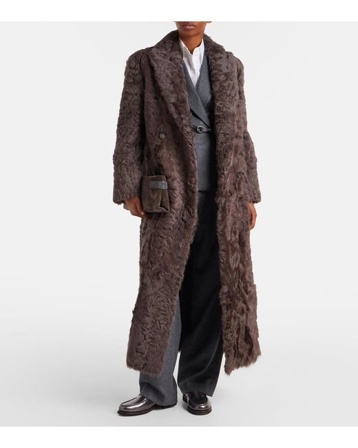 Brunello Cucinelli Brown Shearling Coat