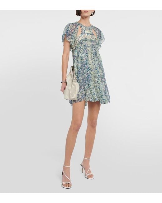 Isabel Marant Blue Odile Printed Silk Minidress