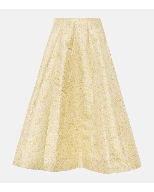 Markarian Natural Marjorie Floral Brocade Midi Skirt