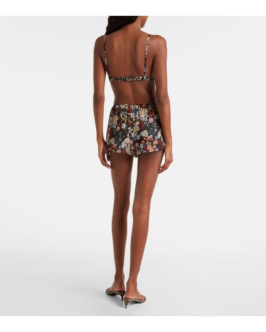 Khaite Brown Talita Floral Silk Bra Top