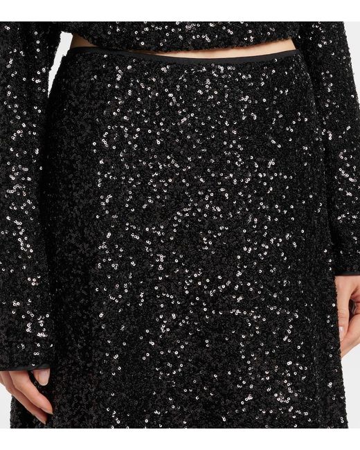 Diane von Furstenberg Black Araminta Sequined High-Rise Midi Skirt