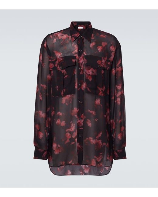Dries Van Noten Purple Sheer Floral Shirt for men