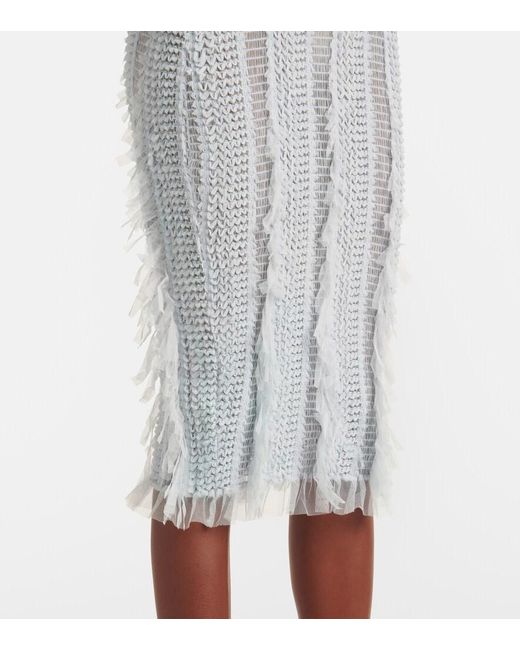 Roberta Einer White Angel Ombre Knitted Midi Dress