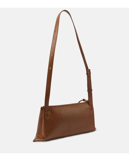 Jil Sander Brown Empire Small Leather Shoulder Bag