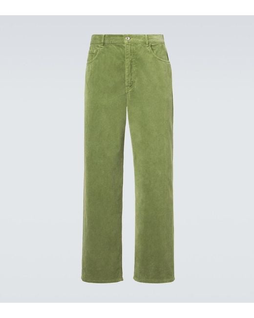 Auralee Green Cotton Corduroy Straight Pants for men
