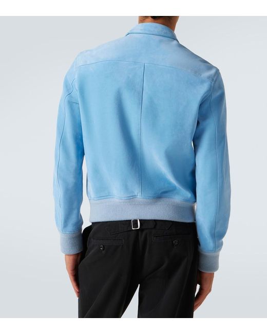 Tom Ford Blue Suede Blouson Jacket for men