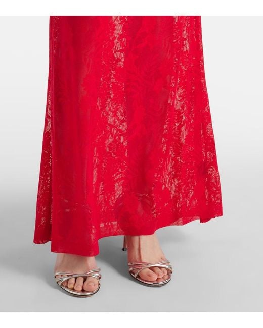 Norma Kamali Red Robe Obie Aus Spitze