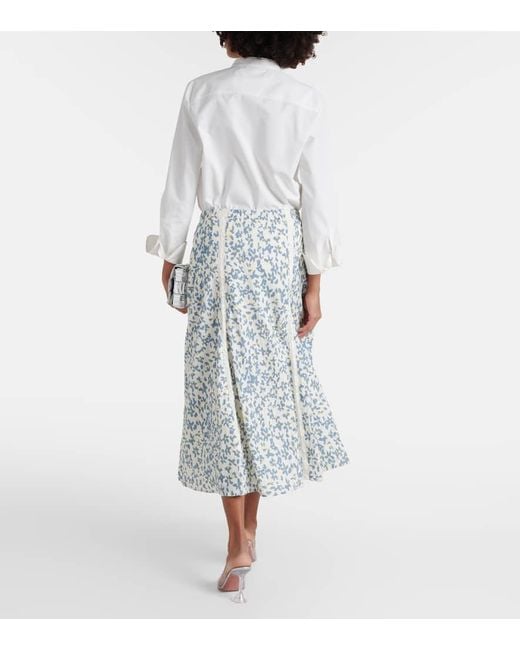 Velvet Blue Kona Floral Cotton Midi Skirt