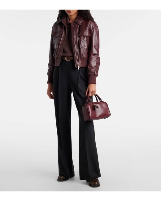 Brunello Cucinelli Purple Tote Bag Boston Explorer Small Aus Leder