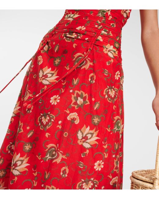 Robe longue Reyes imprimee en coton et soie Sir. The Label en coloris Red