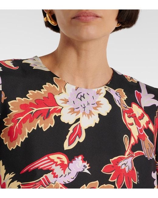 Vestido Largo Swing De Seda Con Plumas LaDoubleJ de color White