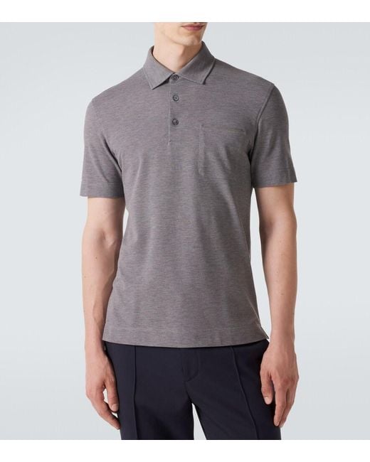Zegna Gray Cotton Pique Polo Shirt for men