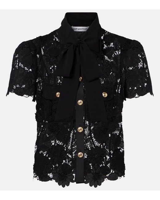 Self-Portrait Black Lace Top