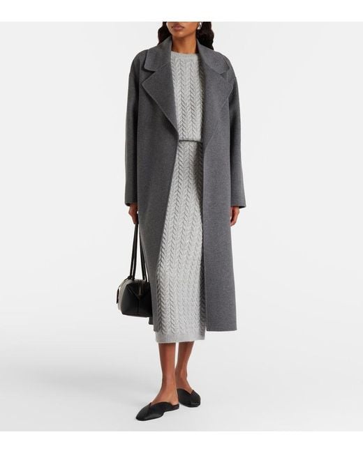 Max Mara Black Hobby Virgin Wool Wrap Coat