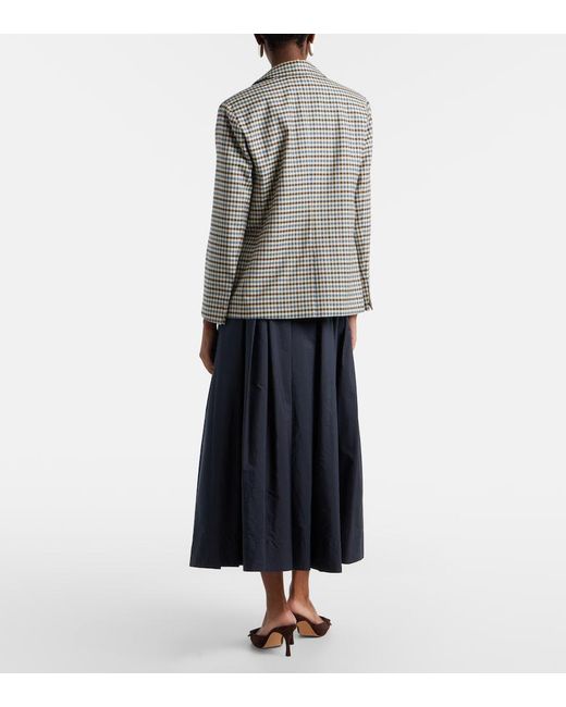 Max Mara Blue Pineta Pleated Cotton Midi Skirt