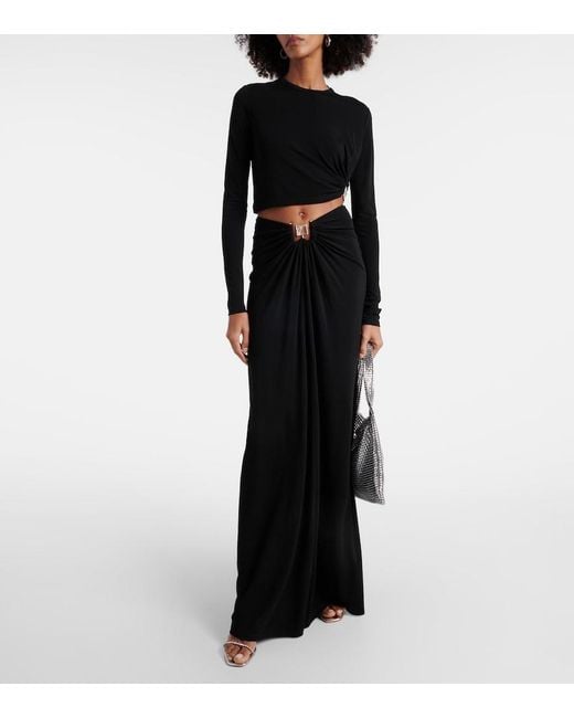Christopher Esber Black Embellished Cutout Jersey Top