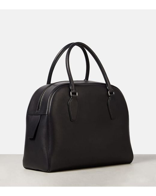The Row Black India Medium Leather Tote Bag