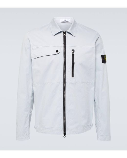 Stone Island White Compass Cotton-blend Overshirt for men