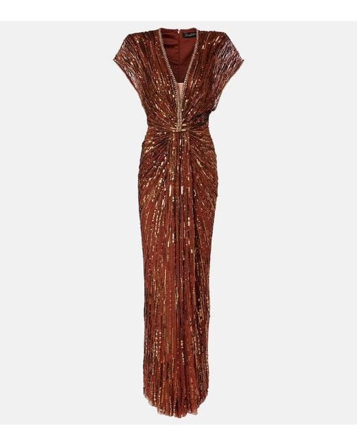 Jenny Packham Brown Robe Zola Mit Pailletten Und Kristallen