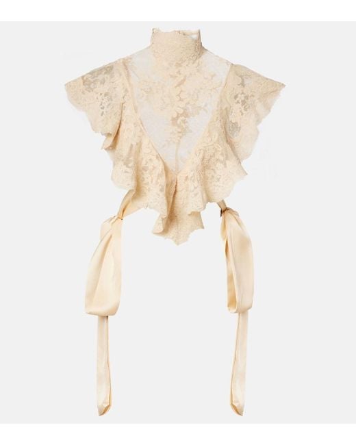 Zimmermann Natural Hypnotic Ruffled Lace Top