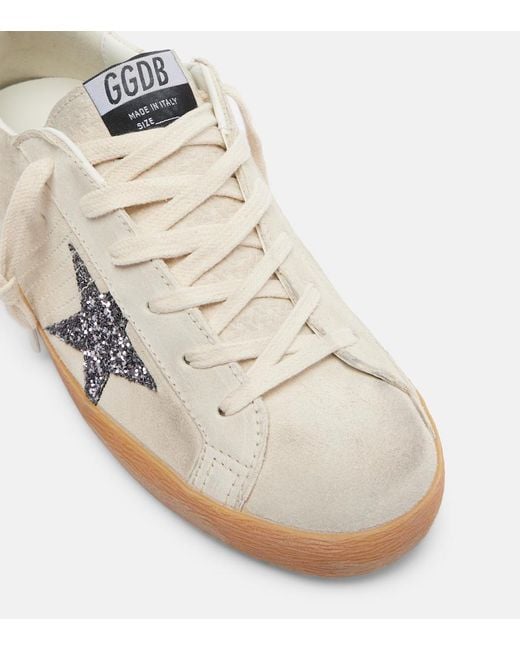 Golden Goose Deluxe Brand White Super-Star Glitter Suede Sneakers
