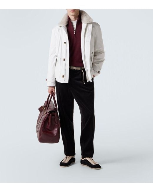 Brunello Cucinelli Red Cashmere Half-Zip Sweater for men