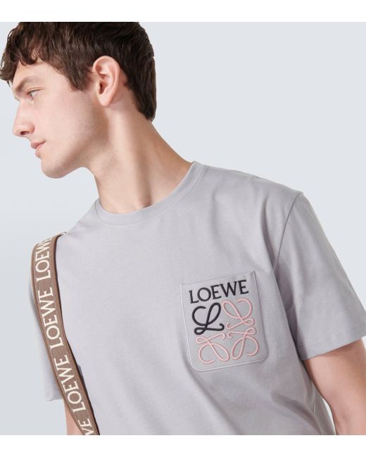 Loewe White Logo-embroidered Cotton T-shirt for men