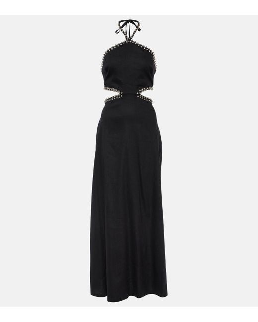 Robe longue Bellina en lin melange Jonathan Simkhai en coloris Black