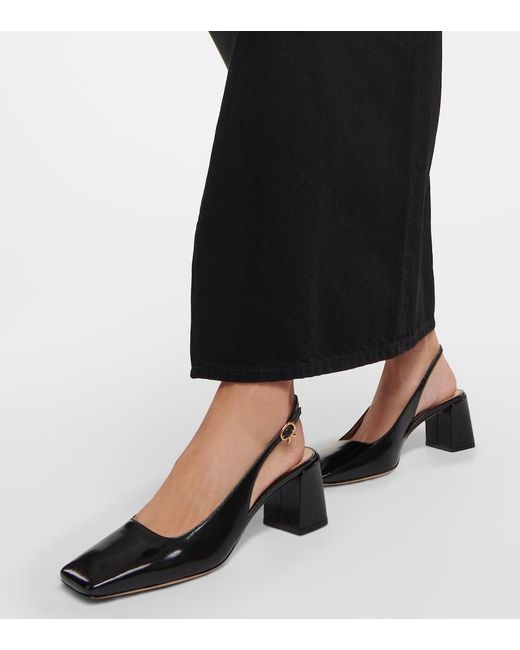 Gianvito Rossi Black Freeda Leather Slingback Pumps