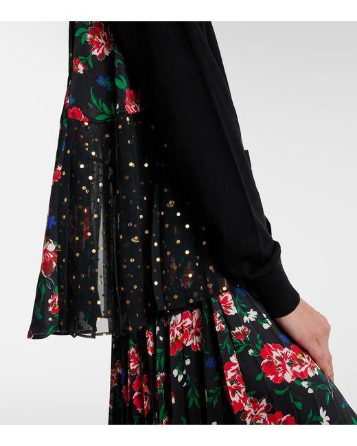 Sacai Black Printed Cotton Cardigan