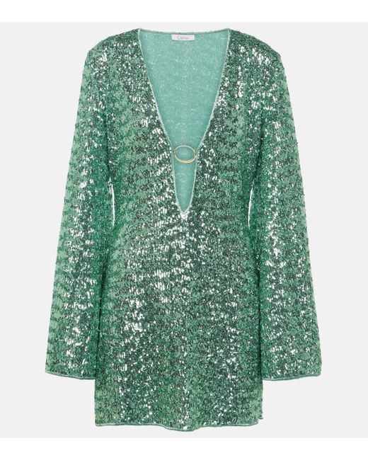 Oseree Green Lumiere O Sequined Beach Dress