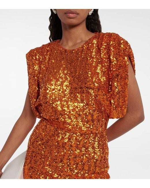 The Attico Orange Annie Sequined Minidress